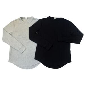 Gray & Black Long Sleeve Crewneck T-Shirts Womens Size S